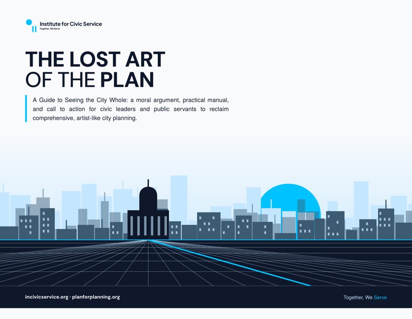 Cover of The Lost Art of the Plan: a domed civic building and a city skyline.